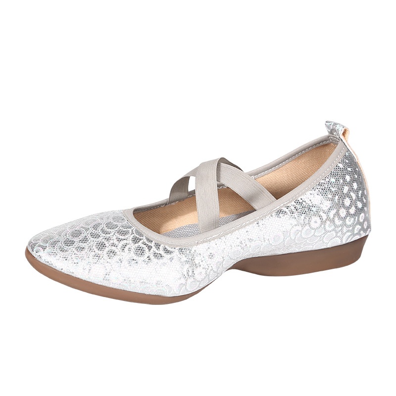 Quadratische Tanzschuhe für Damen, Leder, weiche Sohle, Stoff, für Erwachsene, Ganzjahres-Performance-Tanzschuhe, rot, niedriger Absatz, bequem_voghion.com