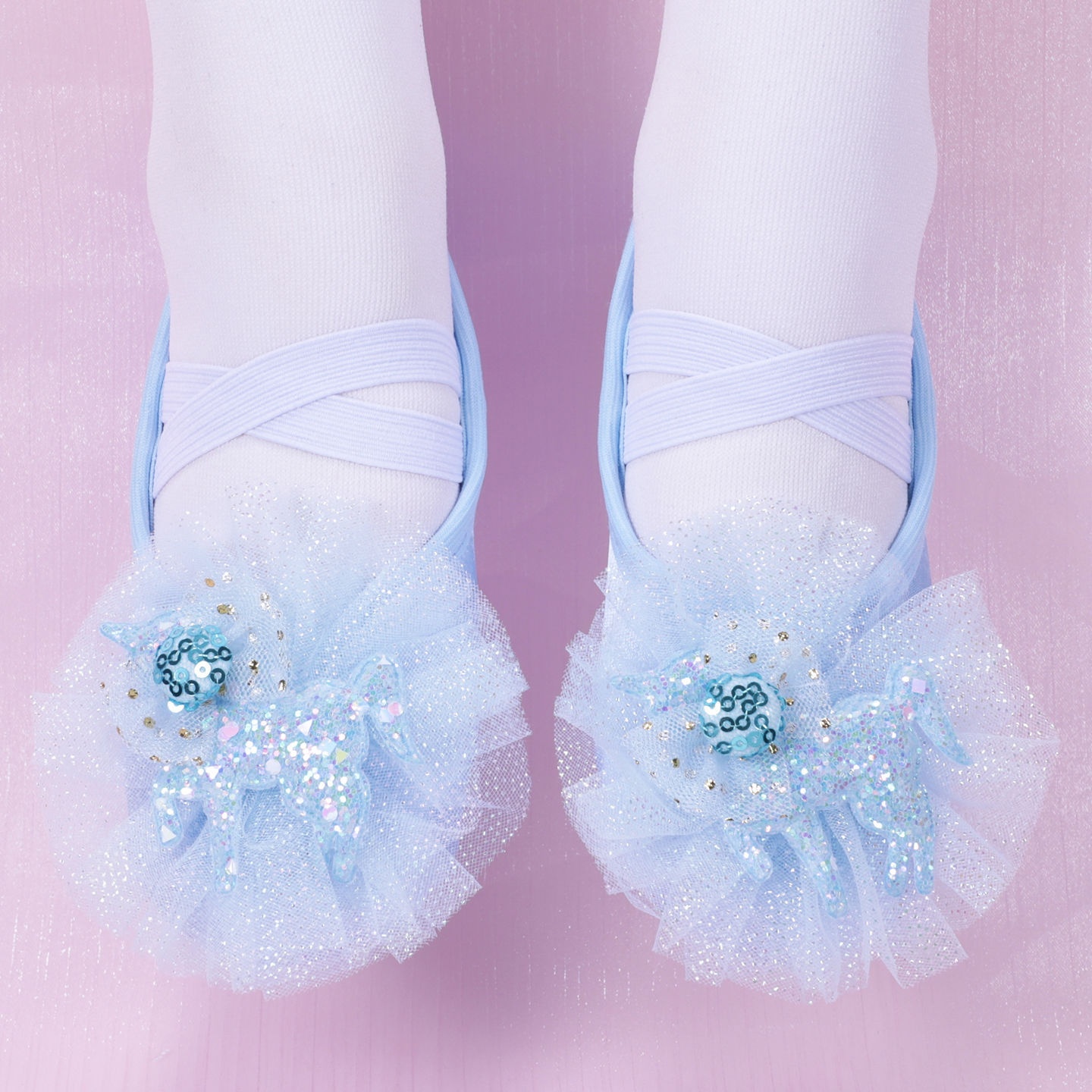 Blaue, bunte Einhorn-Ballettschuhe für Mädchen, Tanzübungen für Kindergartenkinder, Aufführungsschuhe 8040_voghion.com