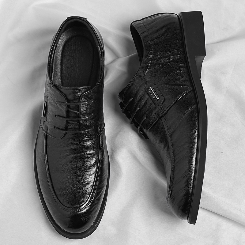 Cross-Border Plus Size Business Formal Men's Casual Hand-Grab Pattern Retro Lace-Up Leather Shoes Dropshipping_voghion.com
