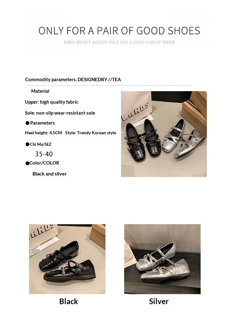 Mary jane dansskor för damer silver med rosett vardag_voghion.com