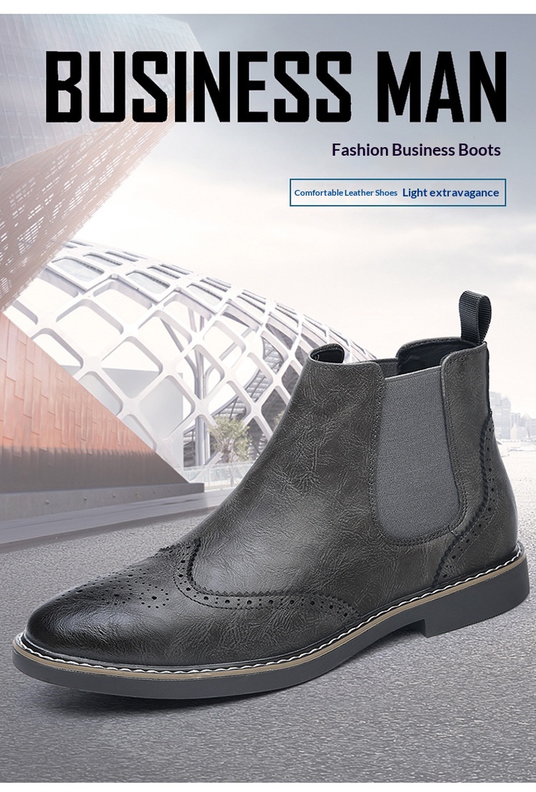 Botas martin brogue em pele para homem estilo britânico_voghion.com