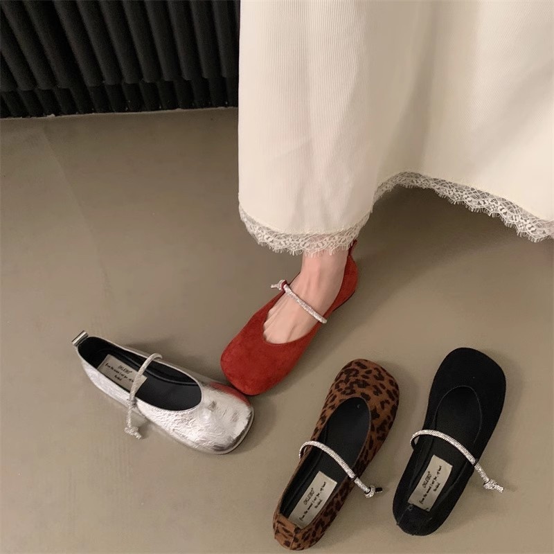 Scarpe da ballo basse retro rosse stile fiaba per donna_voghion.com