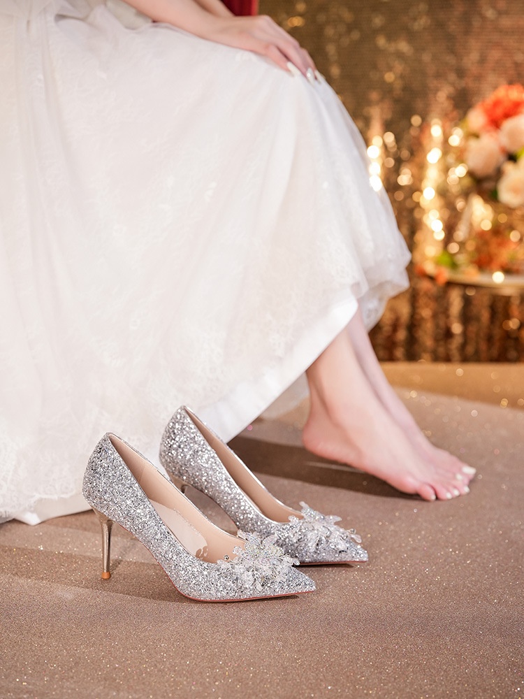 Dansschoenen voor dames met naaldhak strass en glitter_voghion.com
