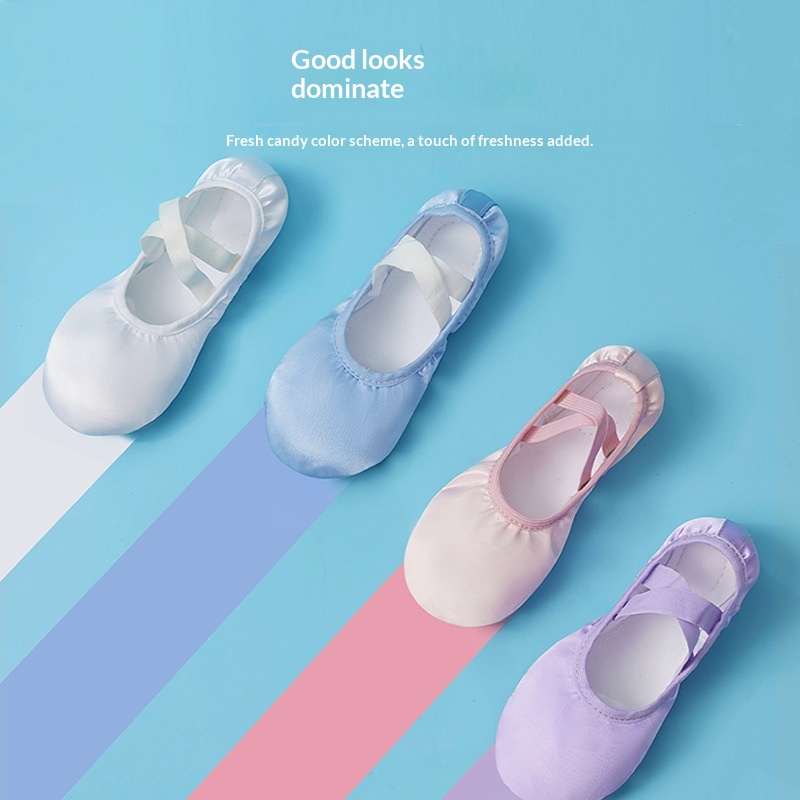 Tanzschuhe für Mädchen, weiche Sohle, chinesische Performance-Ballettschuhe, einfarbig, Satin, hohe Absätze, für das Tanztraining_voghion.com