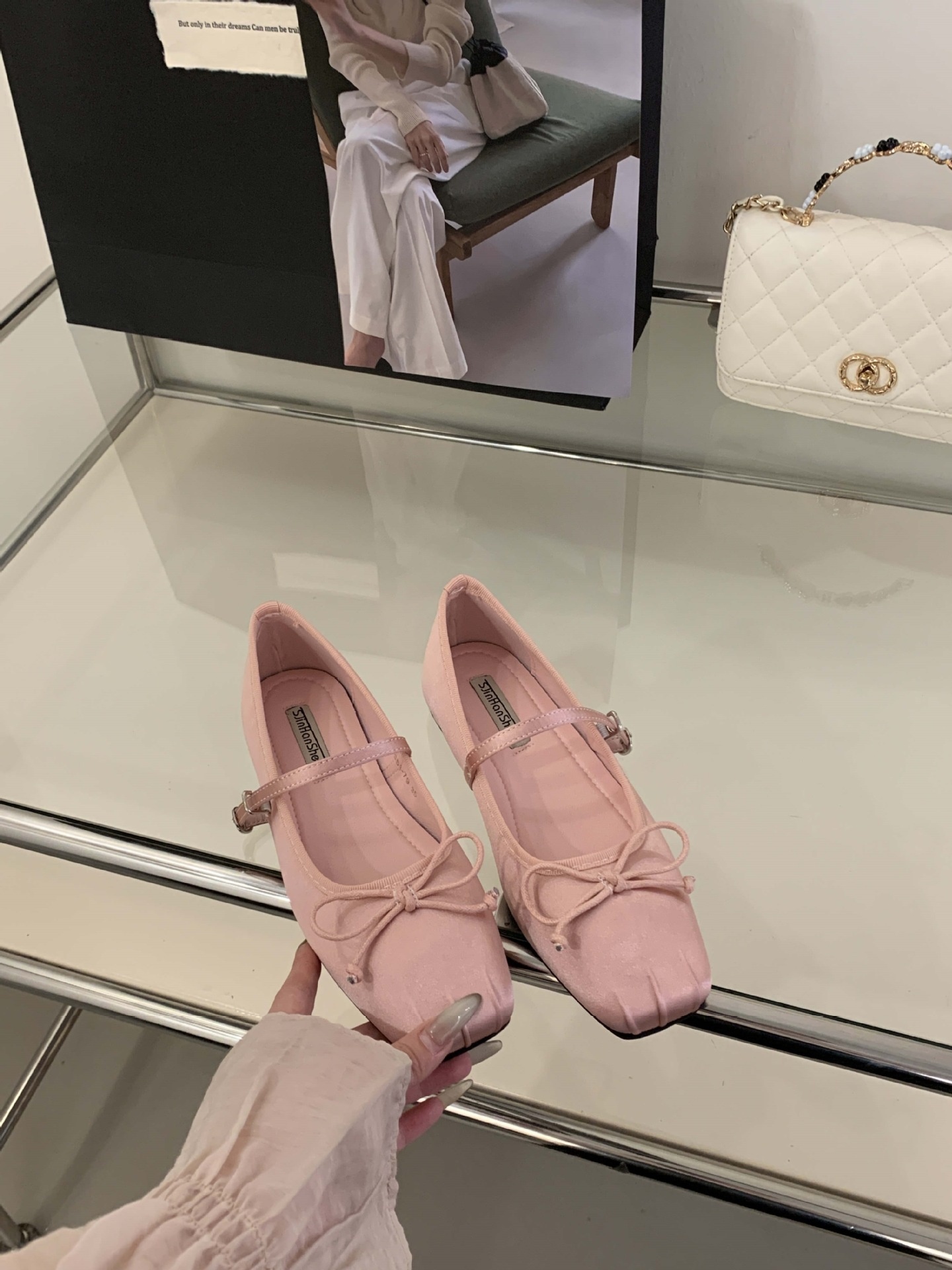 Women's Satin Square Toe Ballet Dance Shoes Fairy Style Flat_voghion.com