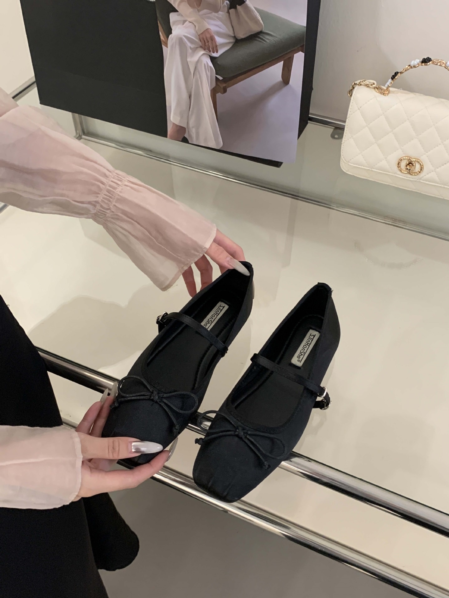 Women's Satin Square Toe Ballet Dance Shoes Fairy Style Flat_voghion.com