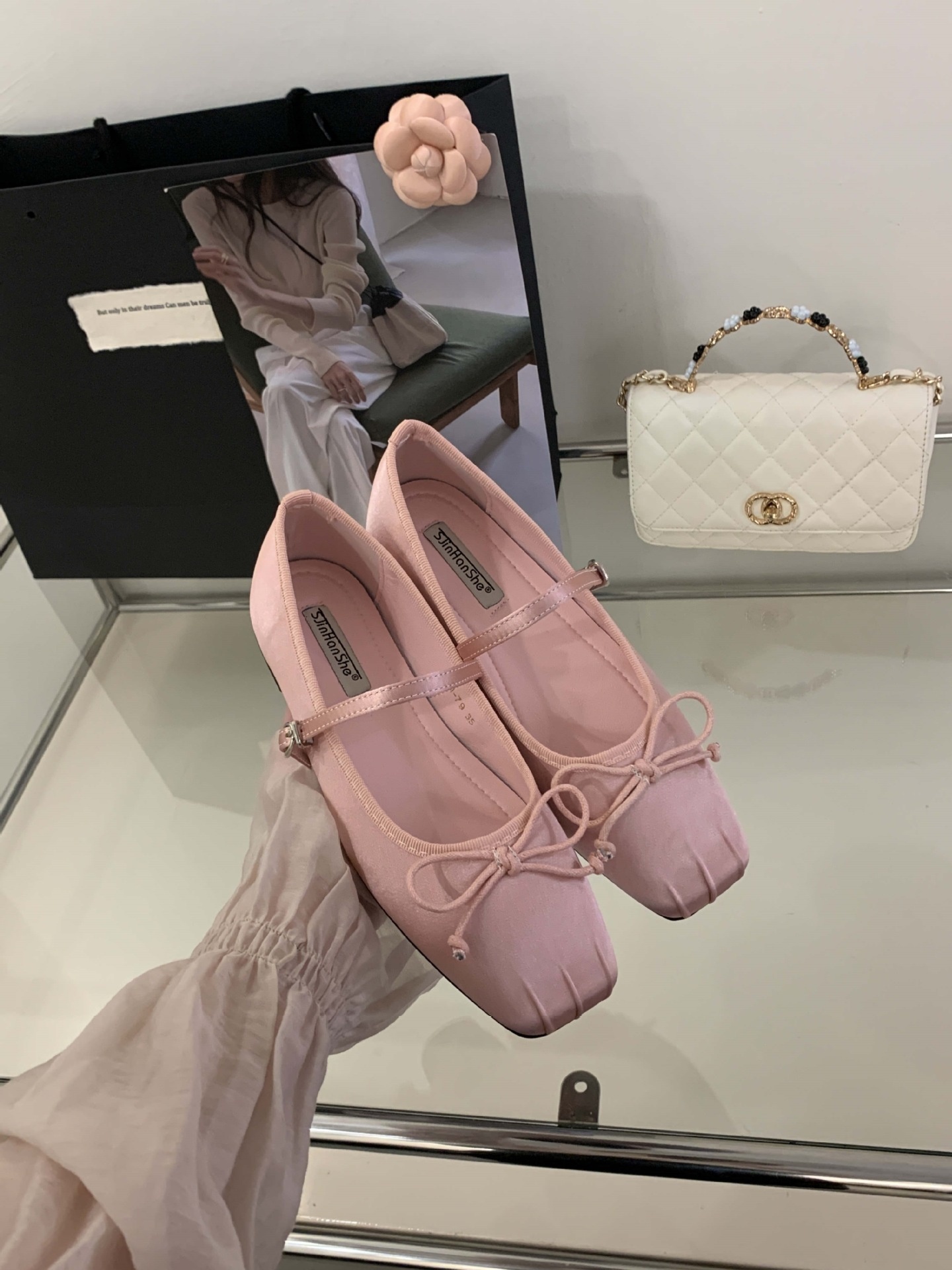 Women's Satin Square Toe Ballet Dance Shoes Fairy Style Flat_voghion.com