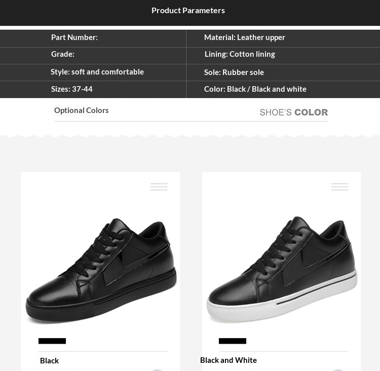Men's Casual Height Increasing Sneakers Breathable Cowhide Shoes_voghion.com