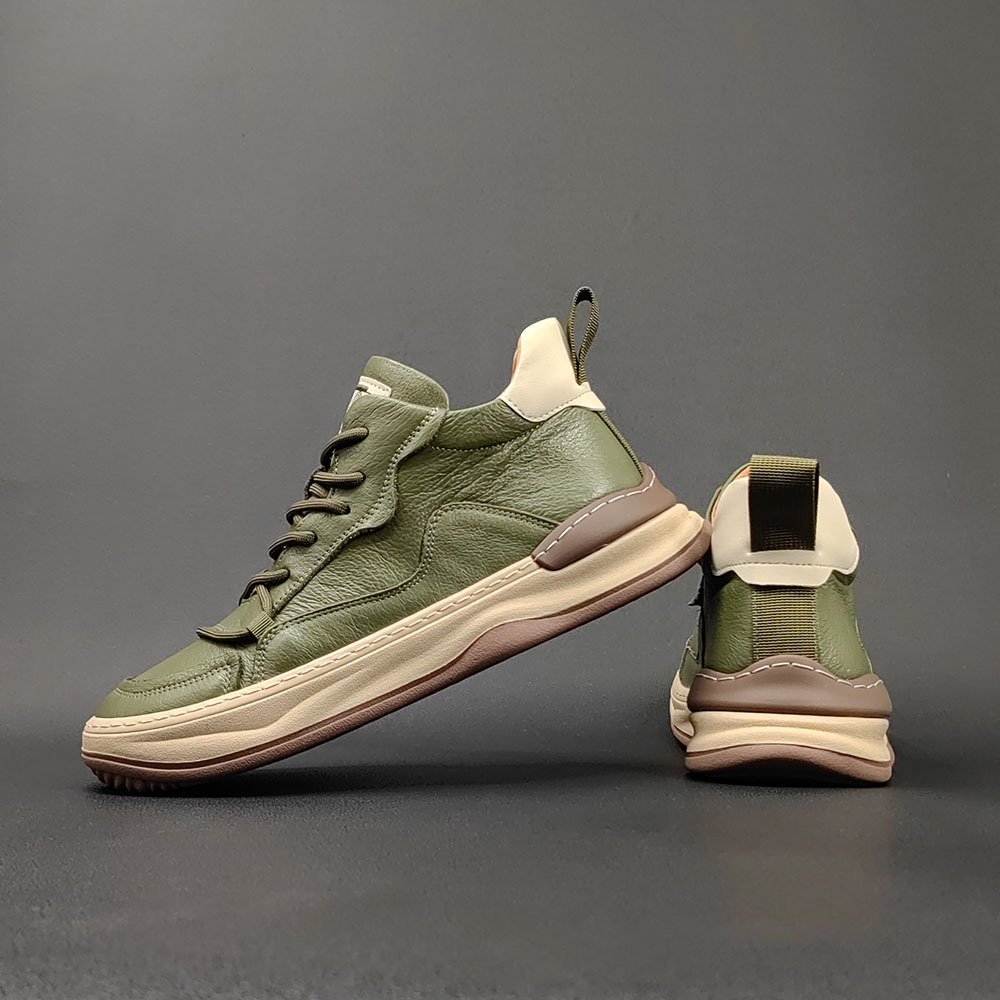 Sneaker aus echtem Leder, niedliches Design mit Mango-Zehenkappe, hohes Obermaterial aus Rindsleder, vielseitige Herren-Freizeitschuhe im europäischen Stil._voghion.com