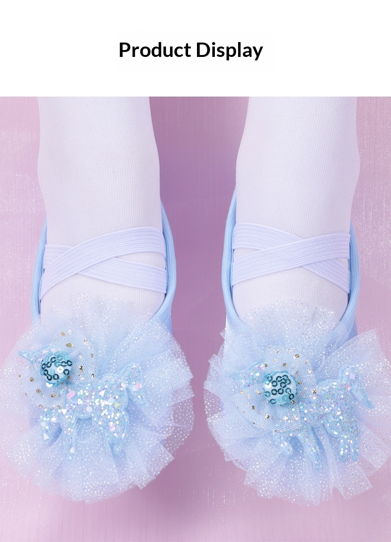 Mädchen Einhorn Ballettschuhe Blau Bunt Tanzschuhe Für Auftritte_voghion.com