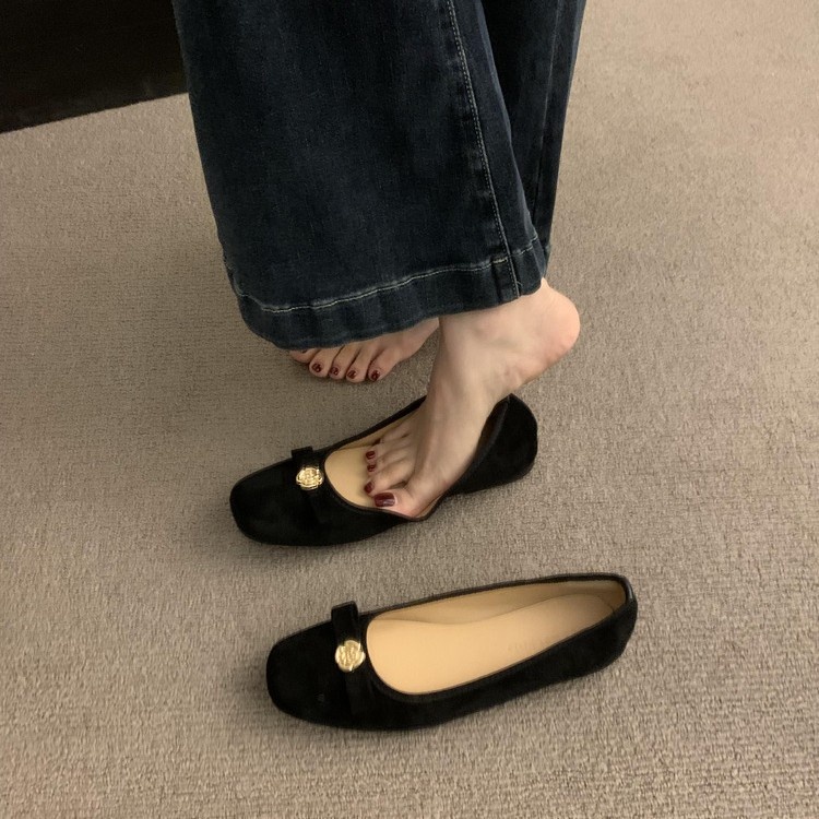 Zapatos de baile versátiles y de punta cuadrada, estilo delicado, zapatos de noche, bailarinas cómodas de suela blanda sin cordones para mujer._voghion.com