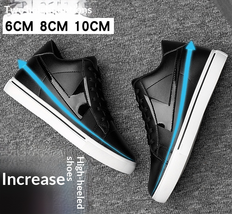Men's Casual Height Increasing Sneakers Breathable Cowhide Shoes_voghion.com
