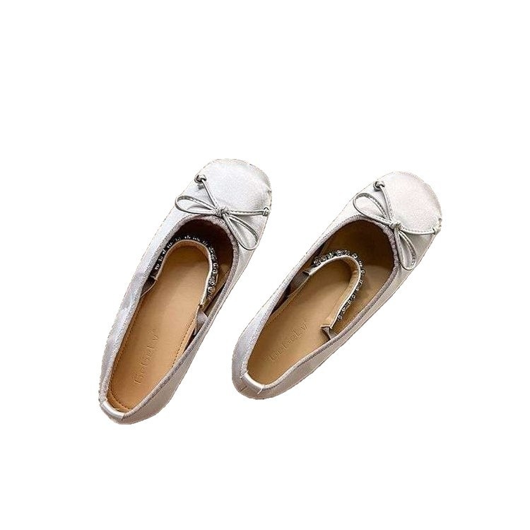 Dance Shoes 4cm Small Invisible Height Increase Ballet 2026 Rhinestone Bow Shallow Mouth Satin Outdoor Single Shoes For Women_voghion.com