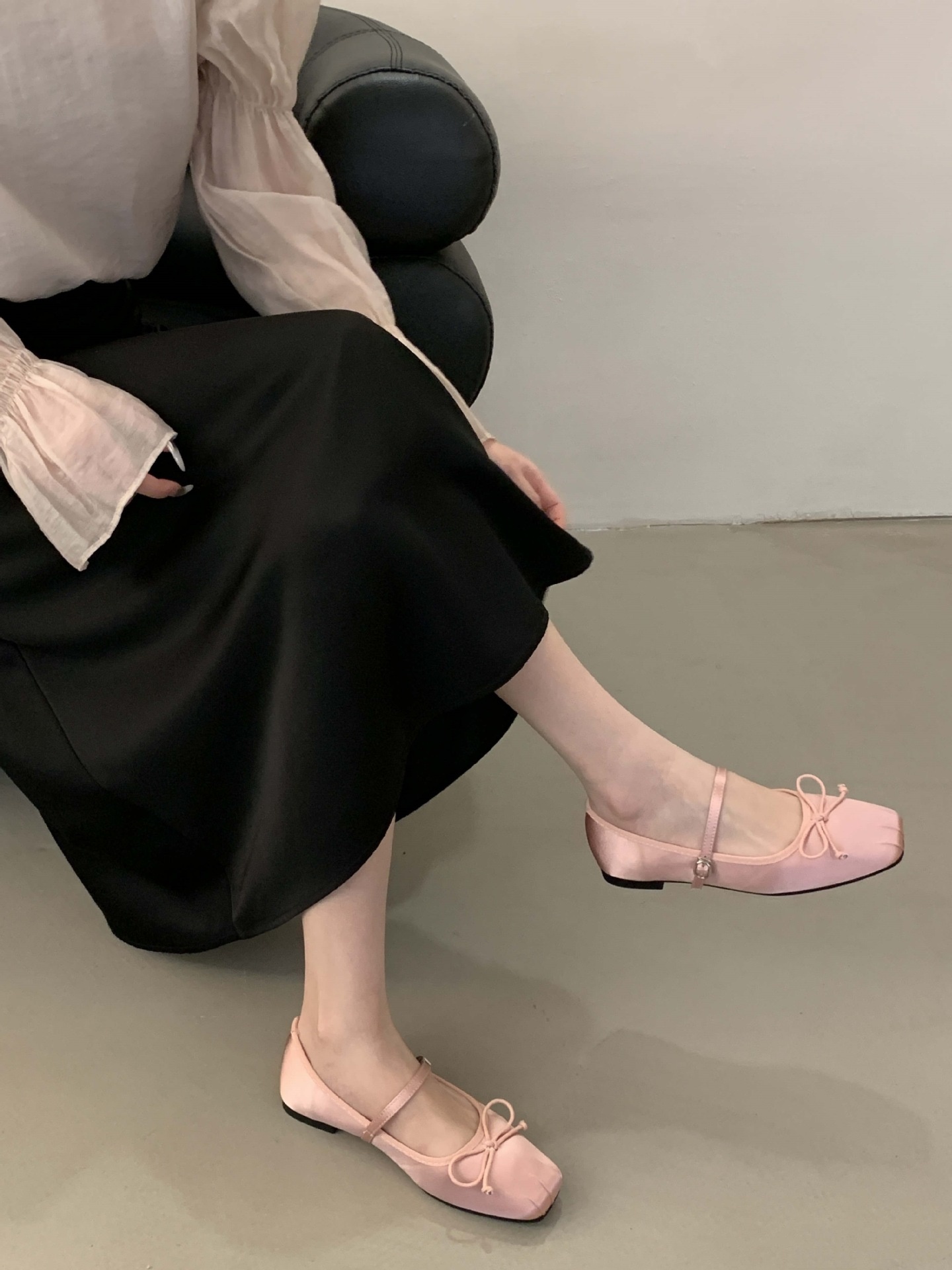 Women's Satin Square Toe Ballet Dance Shoes Fairy Style Flat_voghion.com