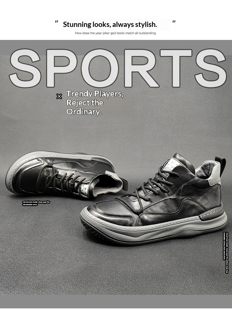 Echte Leder High Top Herren Sneaker Freizeitschuhe Vielseitig_voghion.com