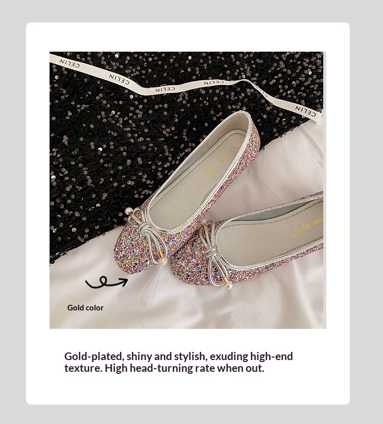 Classic Leather Ballet Dance Shoes With Pearl Bow And Square Toe_voghion.com