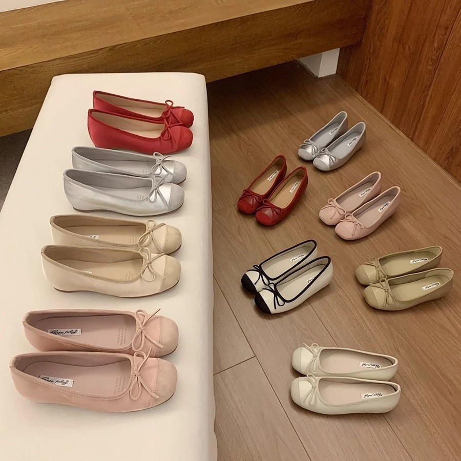 Dance Shoes Korean Style Chanel-Inspired Single For Women 2025 Spring Summer New Fairy Pink Retro Bow Ballet Shoes_voghion.com