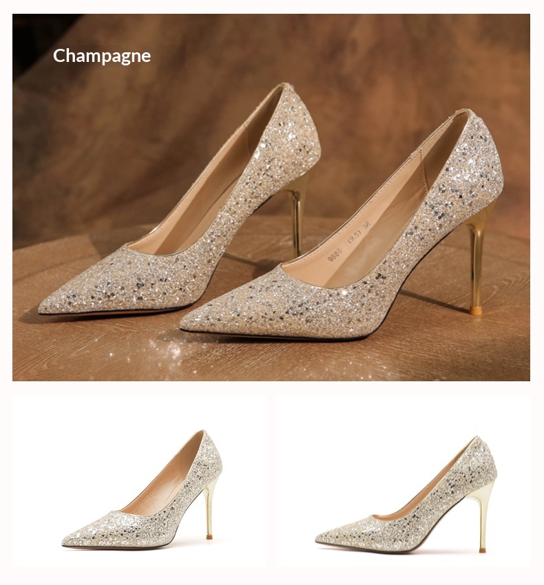 Scarpe da sposa con strass e tacco a spillo stile francese_voghion.com