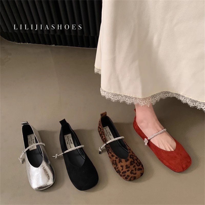 Scarpe da ballo basse retro rosse stile fiaba per donna_voghion.com