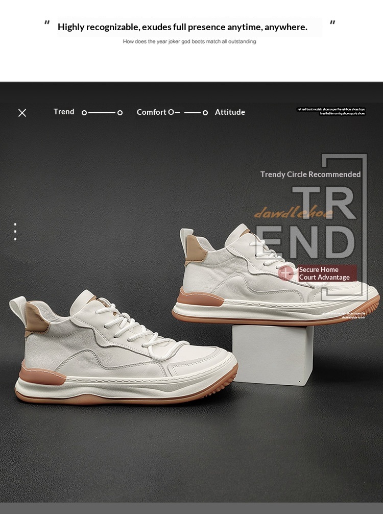 Echte Leder High Top Herren Sneaker Freizeitschuhe Vielseitig_voghion.com