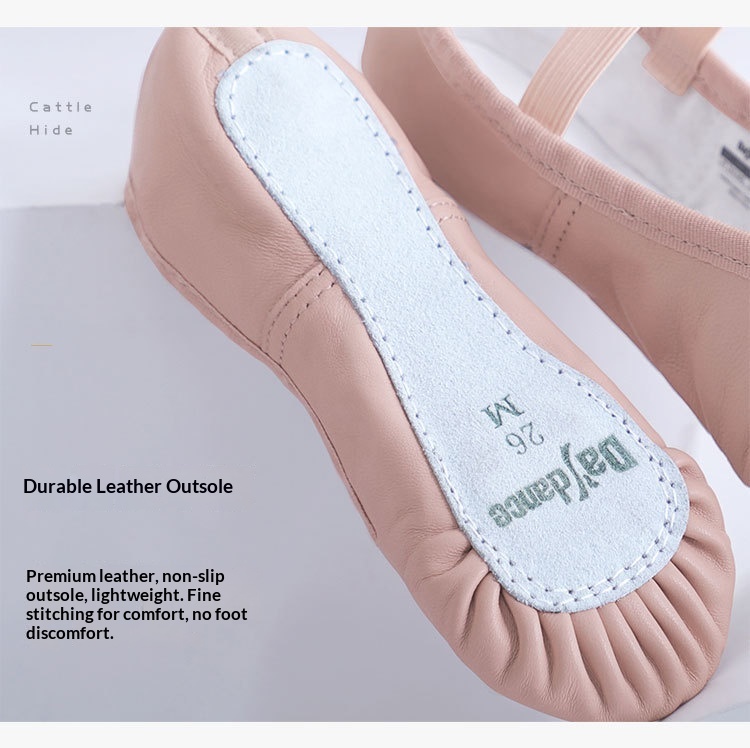 Chaussons de danse classique fille en cuir souple pour ballet_voghion.com