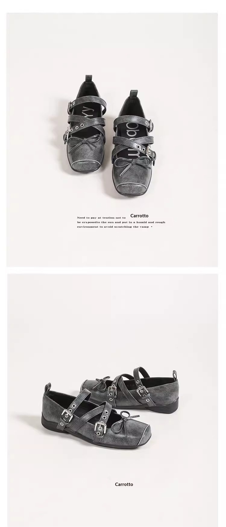 Women's Retro Ballet Dance Shoes With Bow And Square Toe_voghion.com