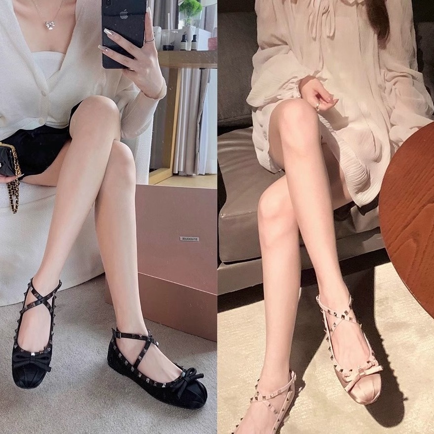 Dance Shoes Grape Mom's 2026 New V-Style Rivet Flats For Women, Shallow Mary Jane Ballet Flats, Work Shoes_voghion.com