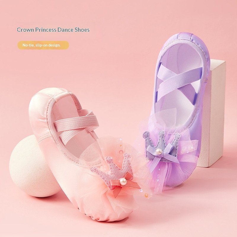 Dance Shoes Dance For Children, Girls' Ballet Shoes With 3D Crown, Chinese Pformance Cat Paw Body Training Dance Shoes,_voghion.com