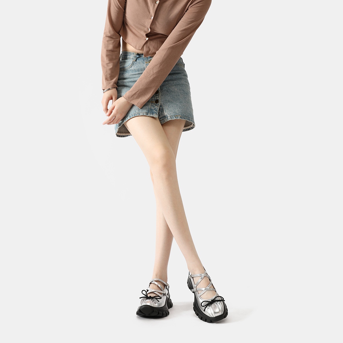 Dance Shoes Mary Jane Women's 2026 New Style Platform Thick-soled Silver Ballet Leather Spring And Autumn Casual Sports Dad Shoes_voghion.com