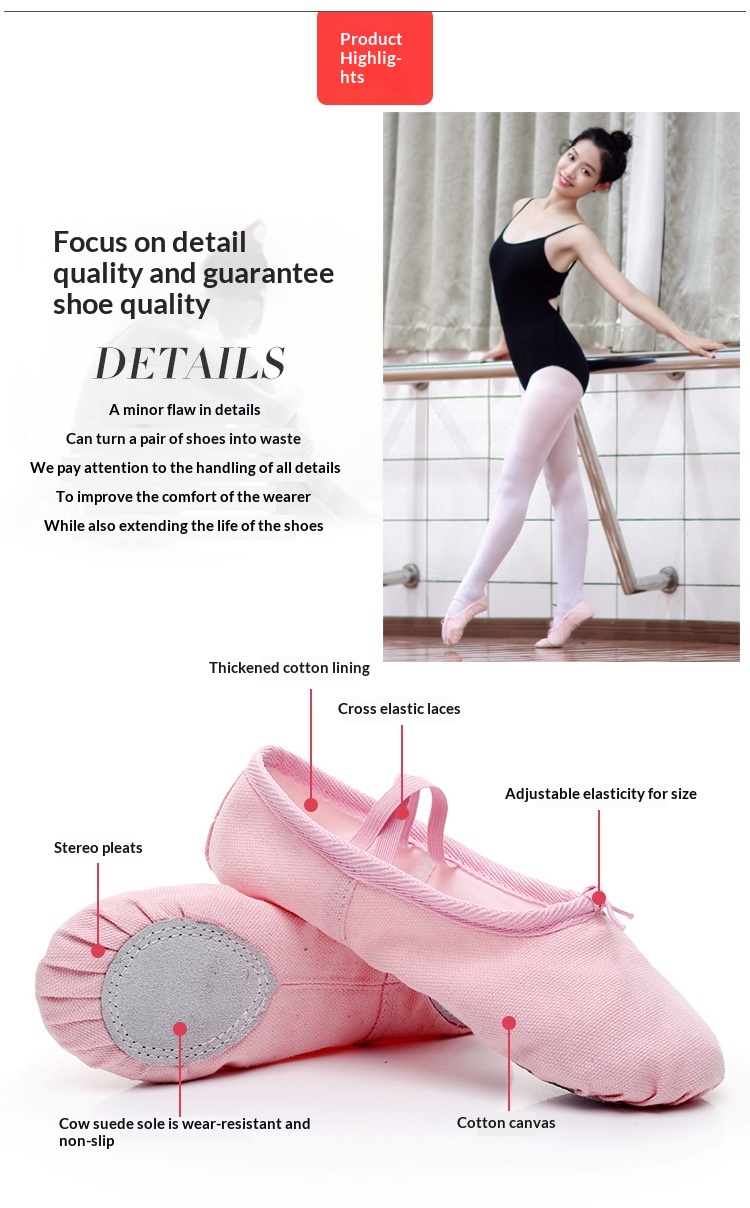 Sapatilhas de ballet para dança adultos e crianças sola macia_voghion.com