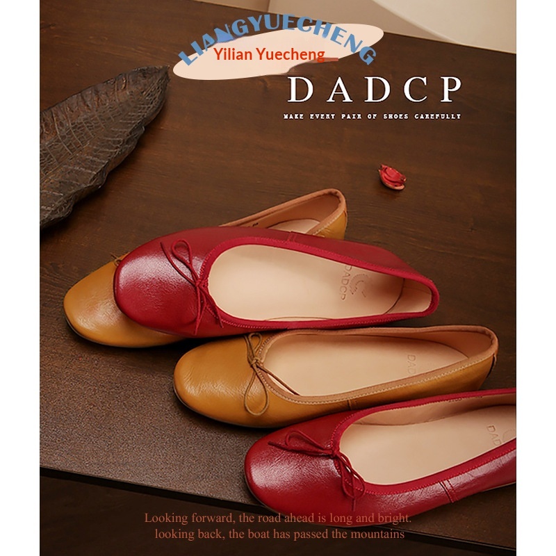 Dance Shoes Red Ballet Vintage Handmade Genuine Little Red Flat Shallow Leather Shoes, 2024 New Model With Bowknot_voghion.com