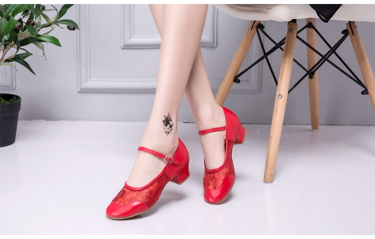 Women's Latin Dance Shoes Mid-heel Soft Sole For Square Dance_voghion.com