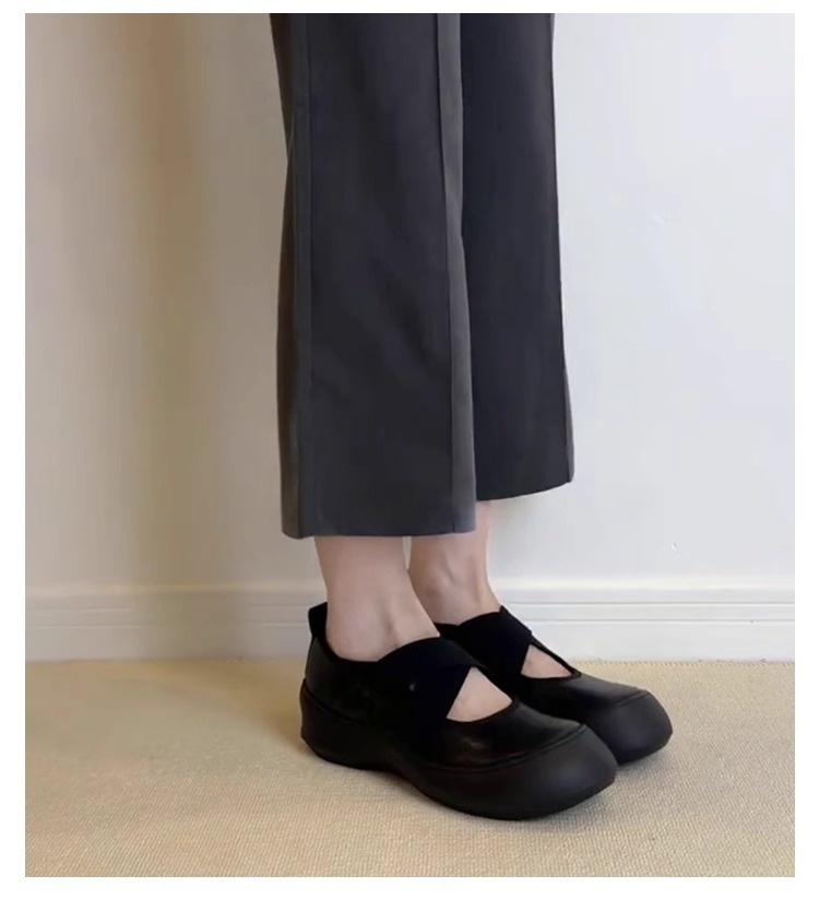 Women's Leather Mary Jane Dance Shoes With Thick Sole And Strap_voghion.com