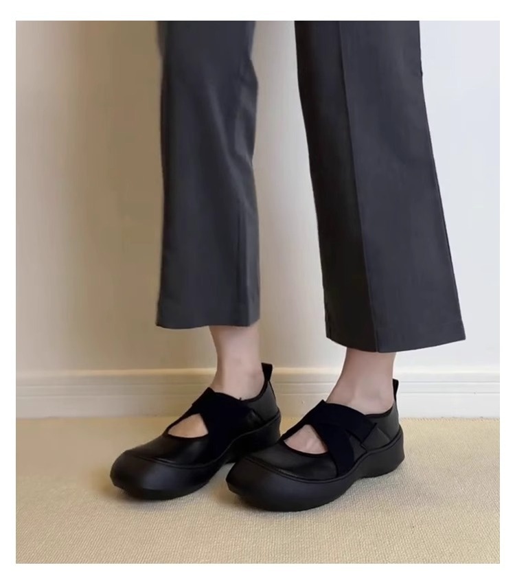 Women's Leather Mary Jane Dance Shoes With Thick Sole And Strap_voghion.com