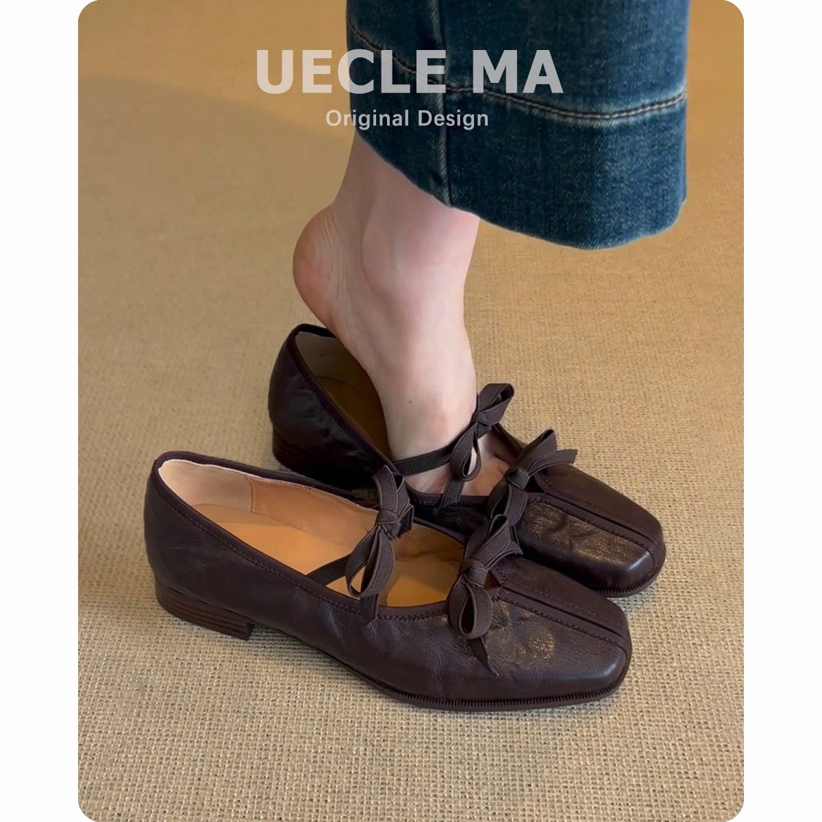Dance Shoes Sheepskin Genuine Leather French Ballet For Women Soft Sole With Dress Retro Mary Jane Bowknot Flat Shoes_voghion.com