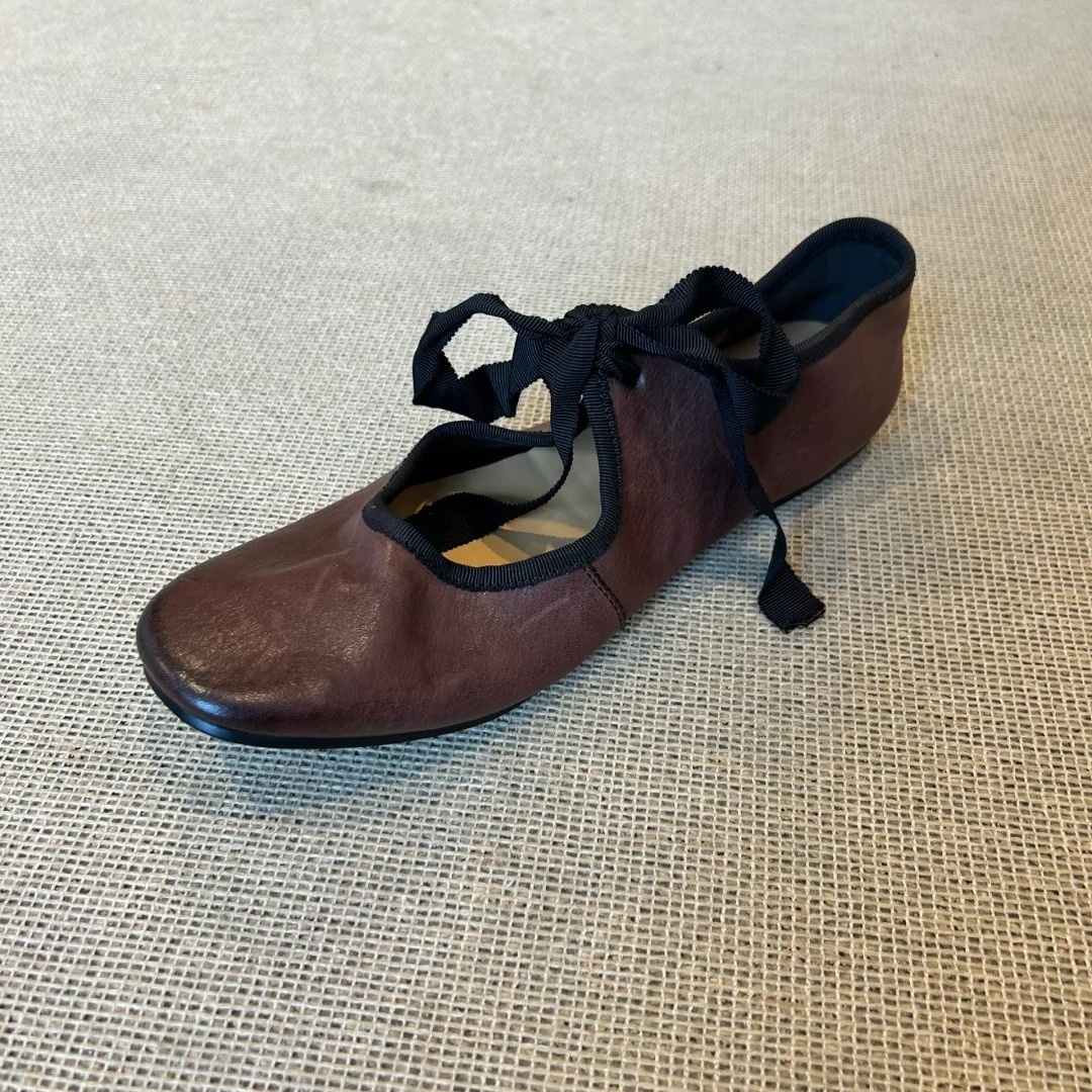 Dance Shoes Sheepskin Retro Lace-Up Flat French Ballet Leather Soft Sole Bowknot Mary Jane Shoes For Dresses_voghion.com