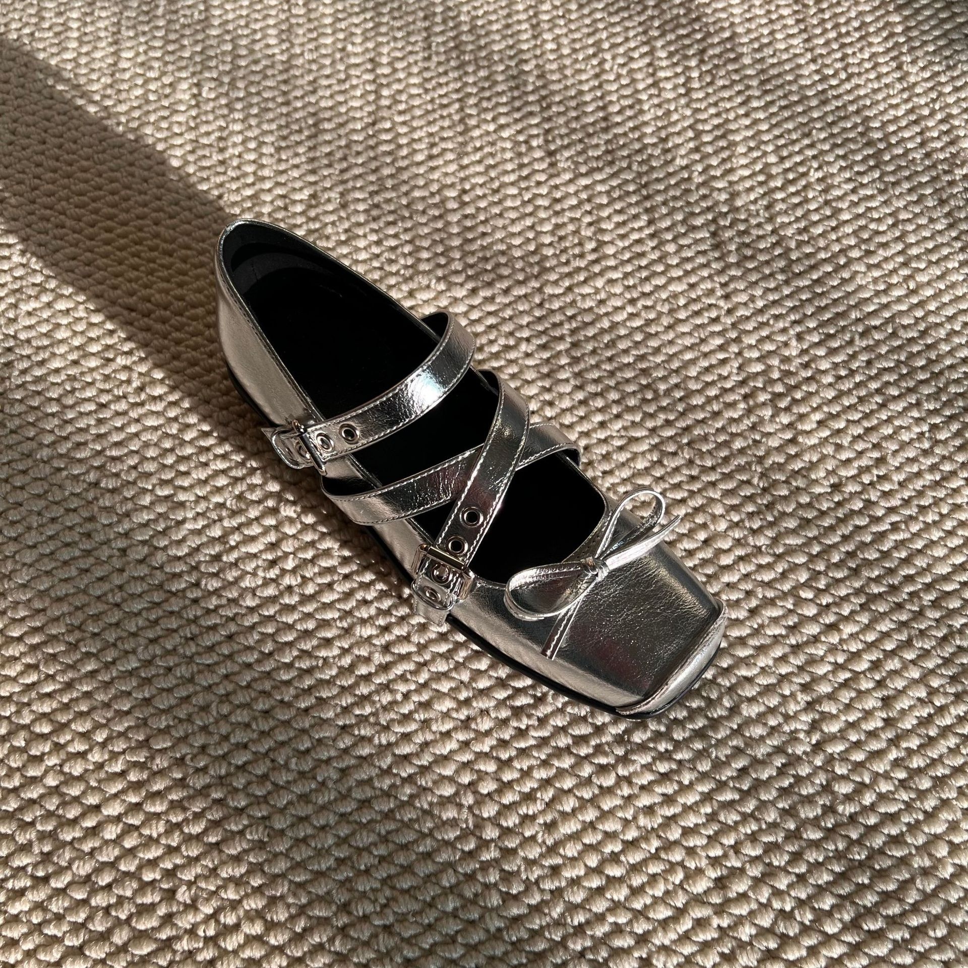 Scarpe da danza mary jane da donna con fiocco e punta quadrata_voghion.com