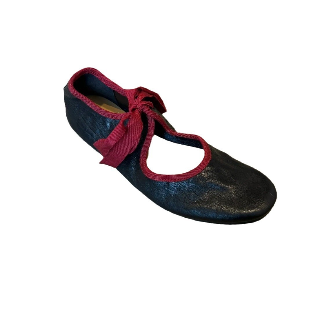 Dance Shoes Sheepskin Retro Lace-Up Flat French Ballet Leather Soft Sole Bowknot Mary Jane Shoes For Dresses_voghion.com