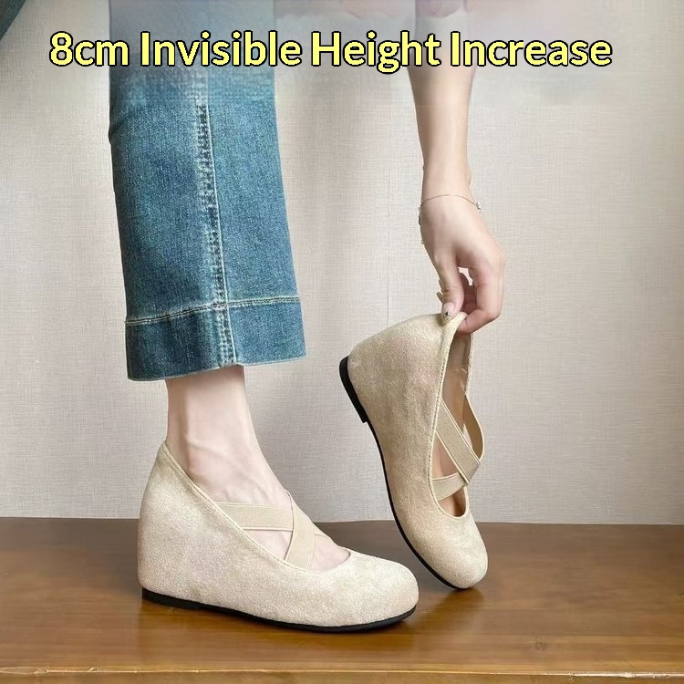 Chaussures de danse rehaussantes de 8 cm, ballerines Mary Jane pour femmes de petite taille, collection automne 2025, style rétro, brides croisées françaises._voghion.com