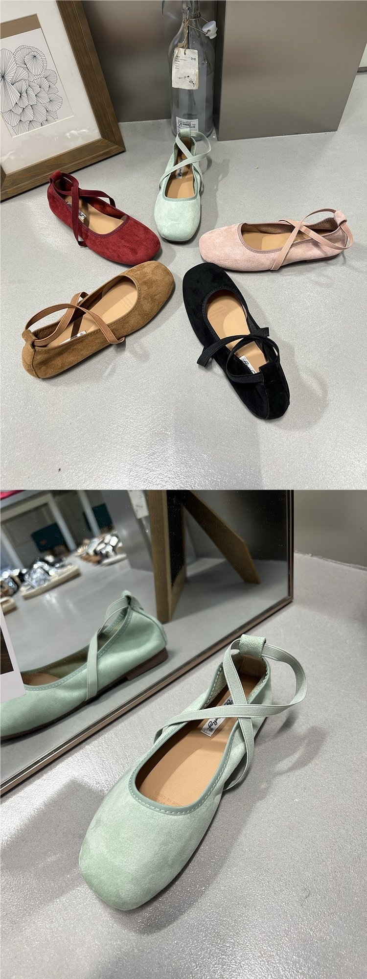 Red Ballet Dance Shoes Women's Flat Suede Comfortable Evening_voghion.com