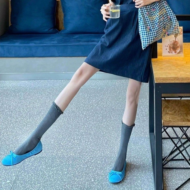 Dance Shoes Round Toe Ballet Flats For Women 2024 Spring And Autumn New French Style Blue Slip-On Soft Sole Mary Jane Shoes_voghion.com