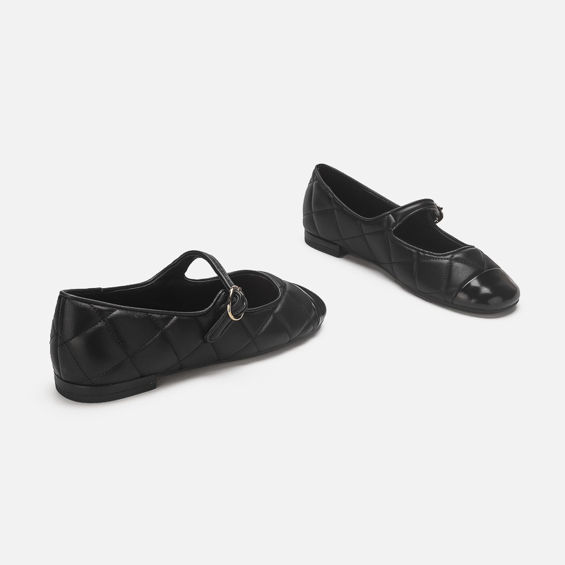 Women's French Retro Ballet Dance Shoes With Diamond Pattern Flat_voghion.com