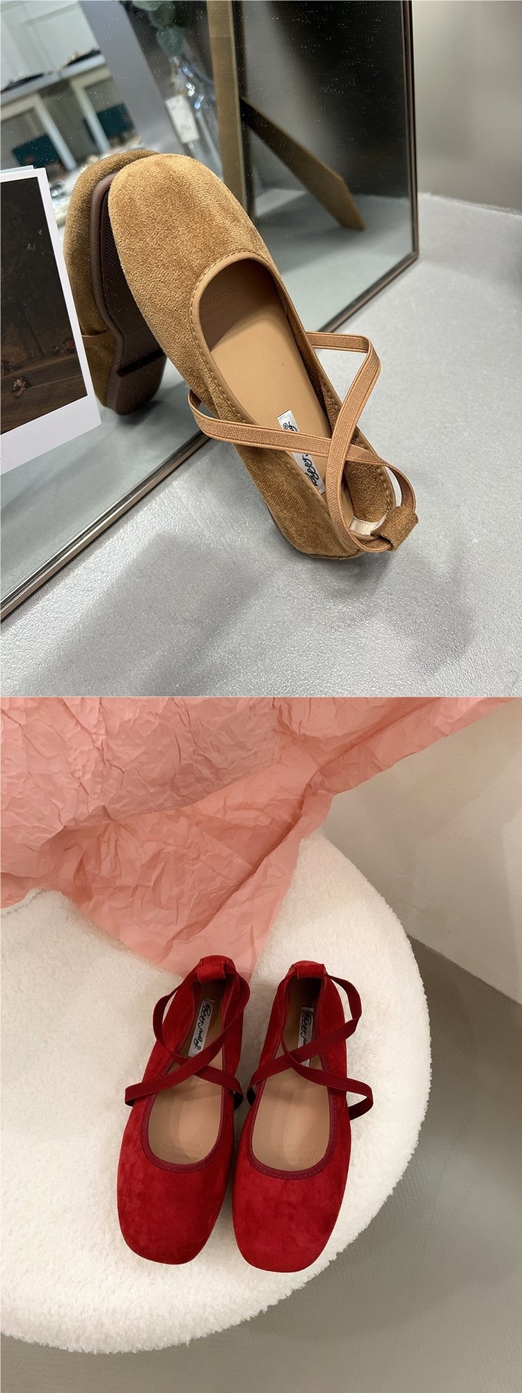 Red Ballet Dance Shoes Women's Flat Suede Comfortable Evening_voghion.com