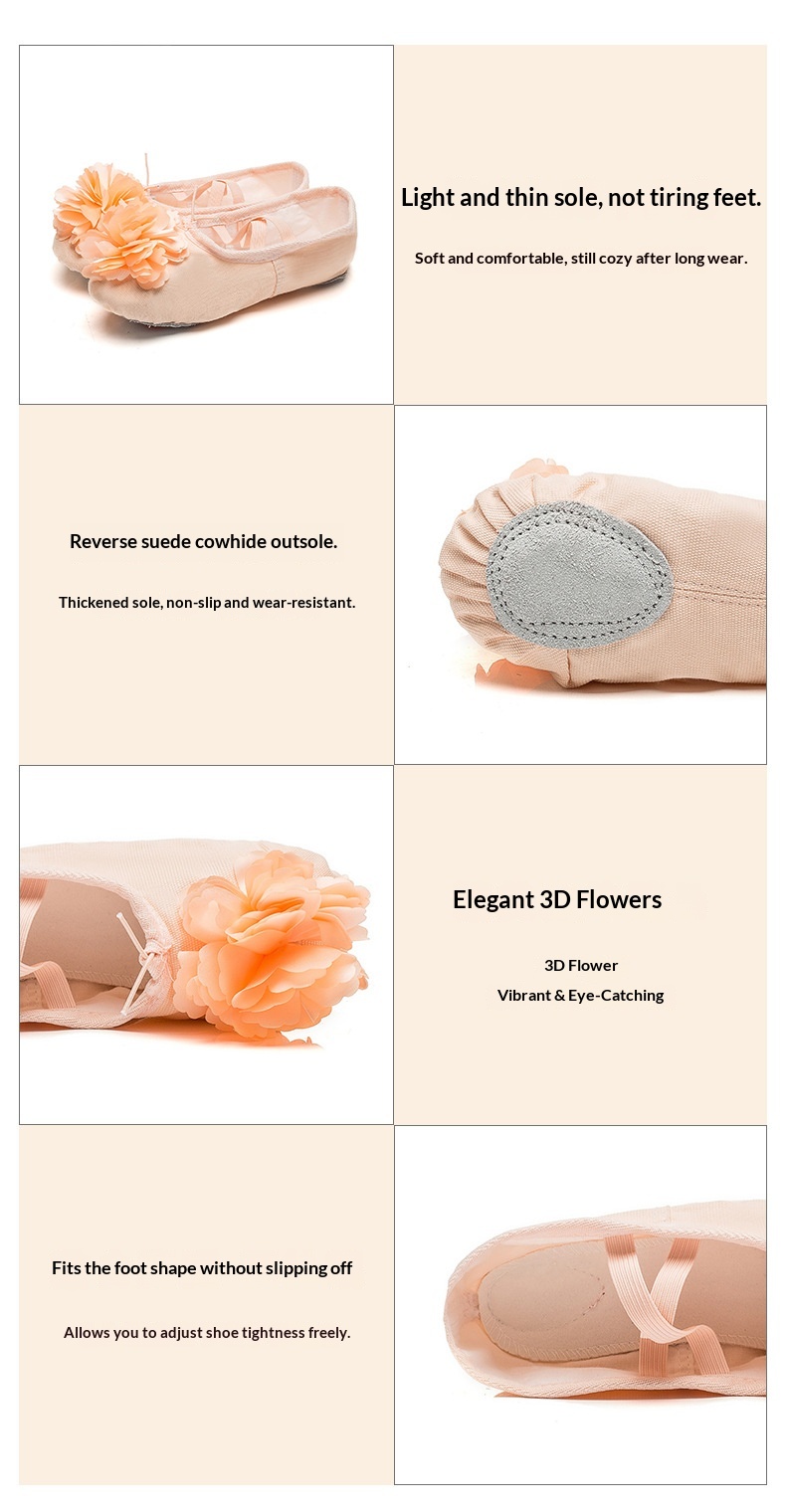 Dance Shoes Ballet Soft Soled Practice Shoes For Adults And Kids_voghion.com