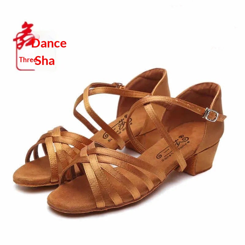 Sansha Kinder-Lateintanzschuhe S5 für Mädchen, weiß, Anfänger-Tanzschuhe mit mittelhohem und niedrigem Absatz, Sommerkollektion_voghion.com