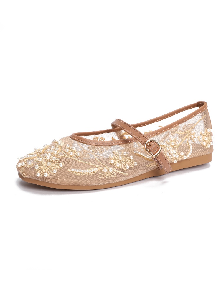 Ballerines de danse brodées avec perles maille respirante_voghion.com