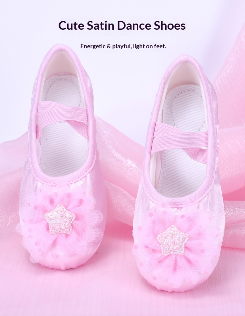 Sapatilhas de ballet para meninas com sola macia para dança_voghion.com