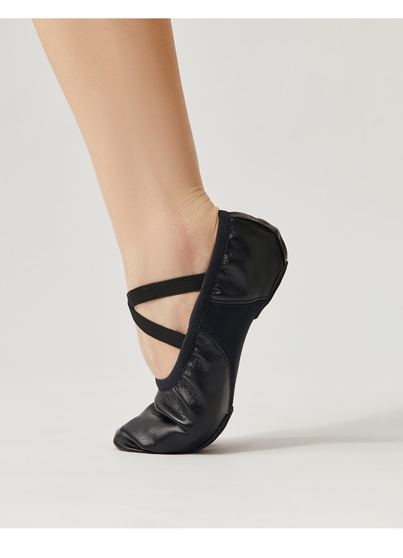 Professional Women's Ballet Dance Shoes Soft Pu Leather Black_voghion.com