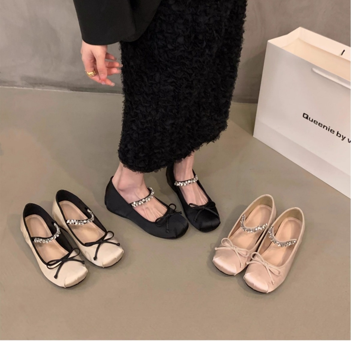 Ballerines roses à talon compensé dissimulé pour femmes, collection printemps-automne 2024, style français, élégantes chaussures de soirée Mary Jane._voghion.com