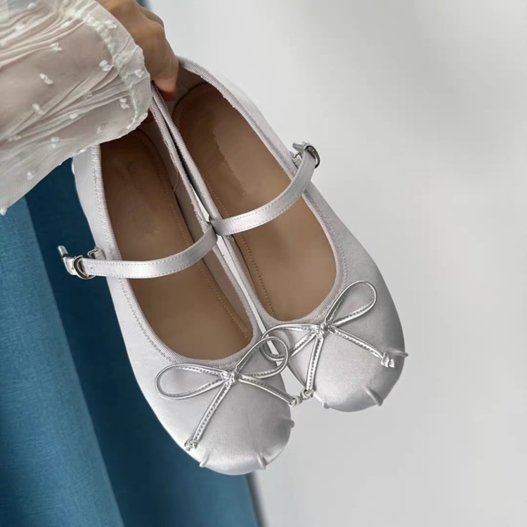Elegant Satin Ballet Flats With Bowknot For Outdoor Dance Style_voghion.com